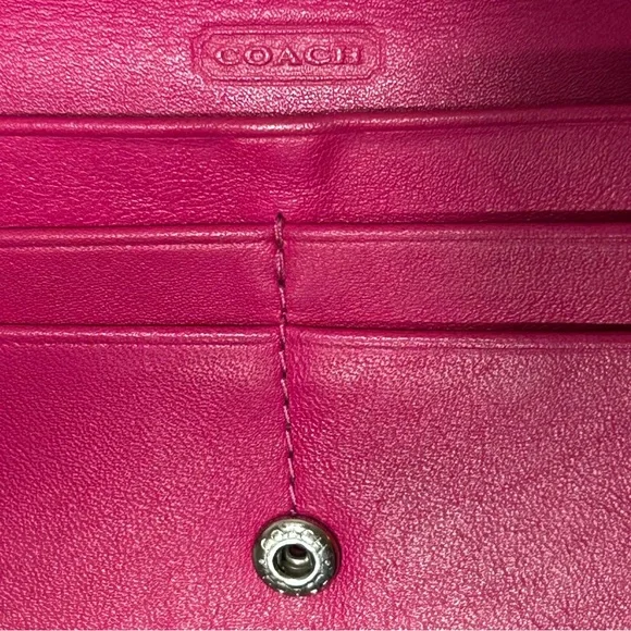 COACH Women's Pink Leather Thin Wallet - Picture 3 of 6